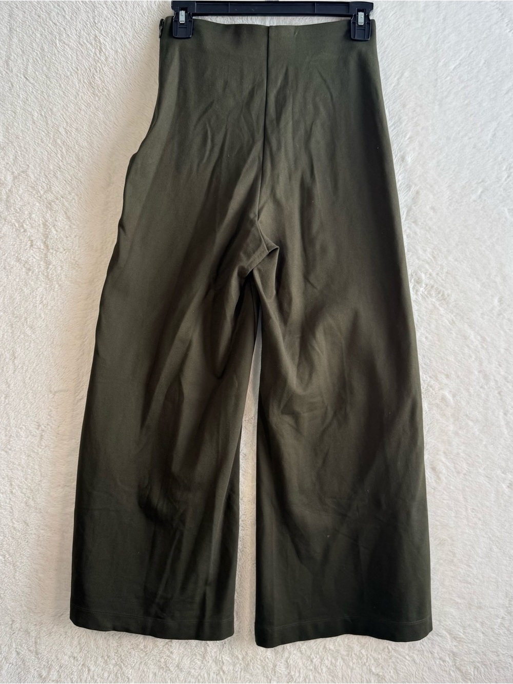 Quince Ultra-Stretch Ponte Super Wide Leg Ankle Pants Small Olive 27” Office - Picture 5 of 10